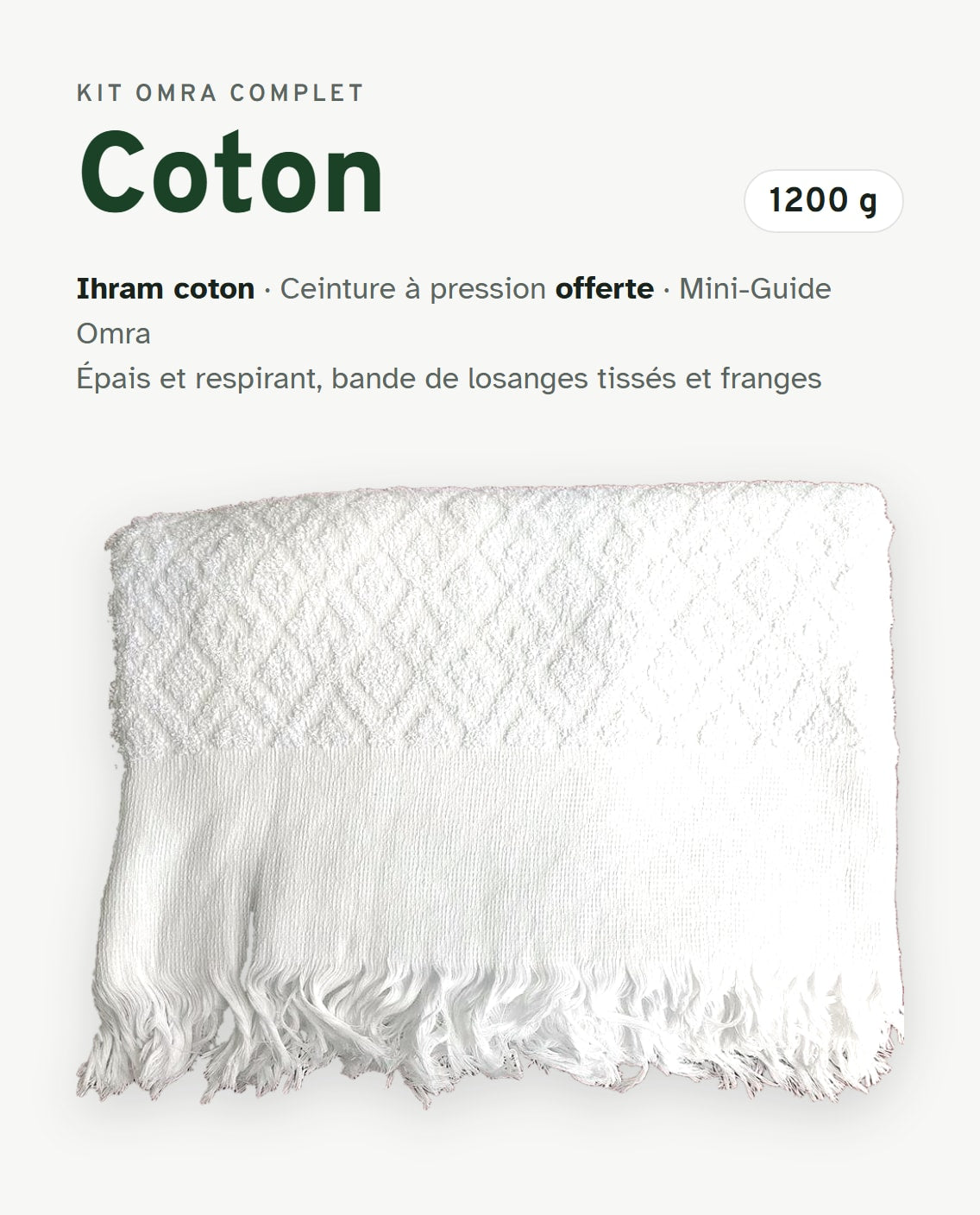 Contenu du Kit Omra Complet Coton